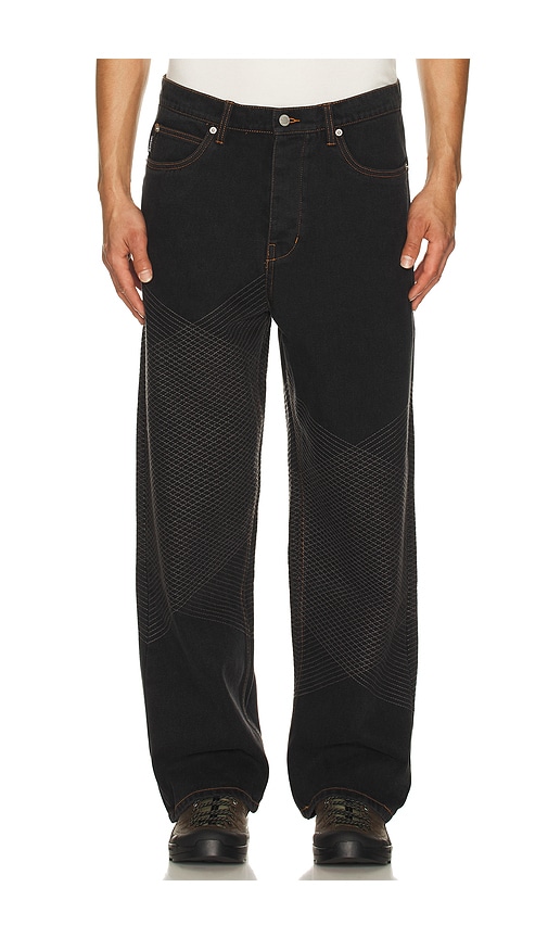 Pleasures Grid Embroidered Baggy Jeans