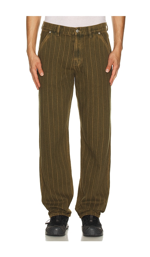 Pleasures Rail Stripe Work Pants in Brown | REVOLVE