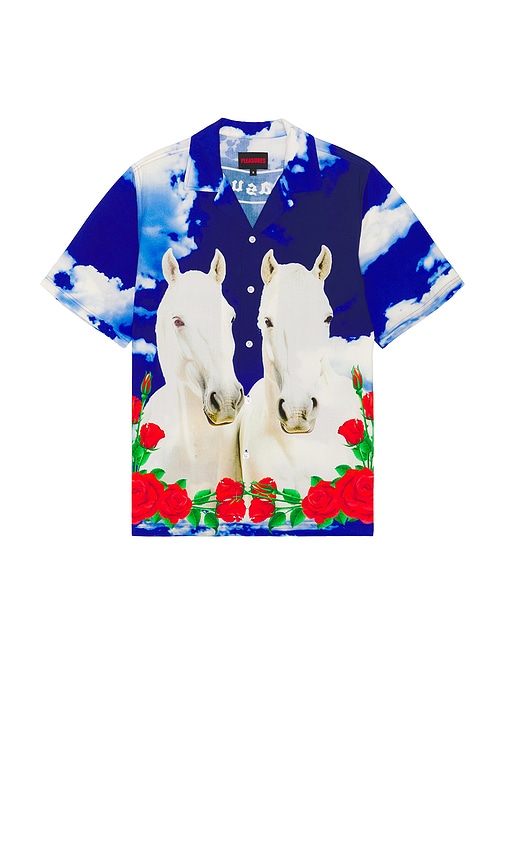 White Horse Camp Shirt in Blue. - size S (also in L, M, XL/1X)