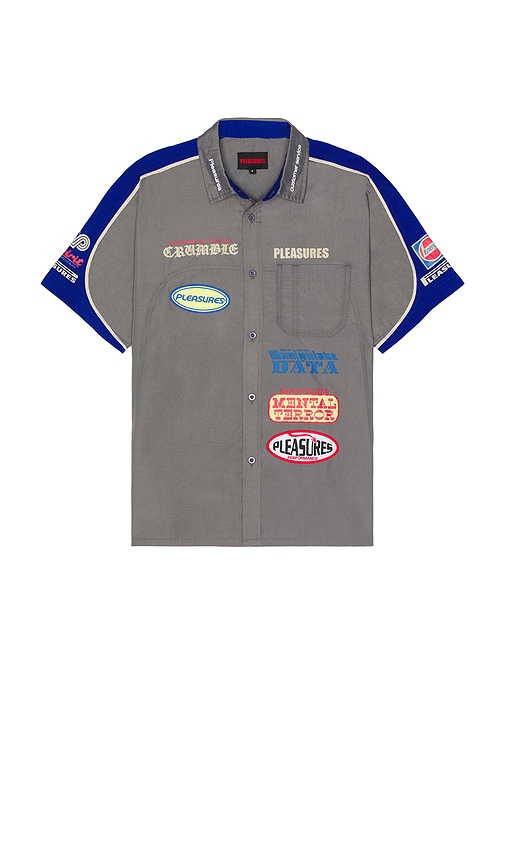 Terror Button Up Shirt in Grey. - size M (also in L, XL/1X)
