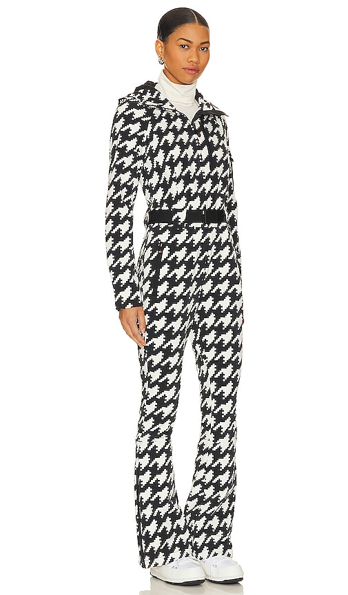 Shop Perfect Moment Star Suit One Piece In Black & Snow White Houndstooth