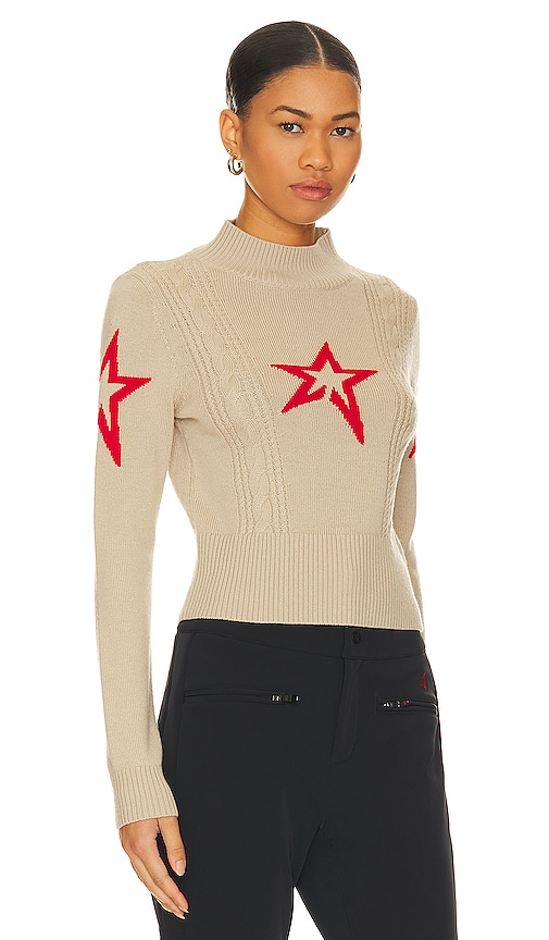 Shop Perfect Moment Cable Underwear Sweater In Beige