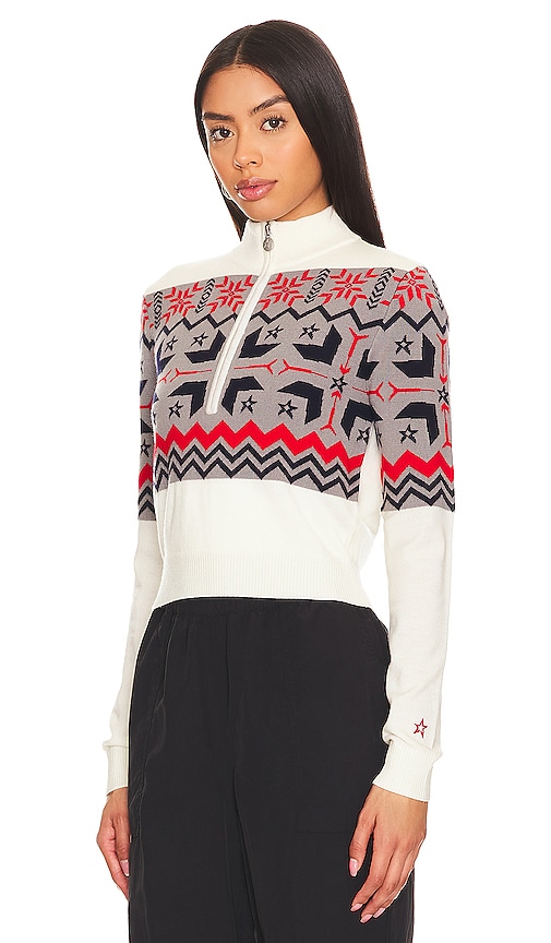 Shop Perfect Moment Nordic Half Zip Sweater In Snow White