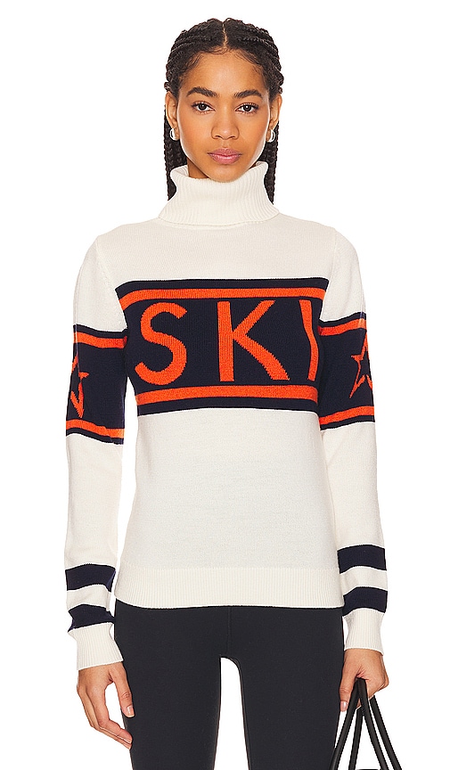 Shop Perfect Moment Schild Sweater In Snow White & Red Orange