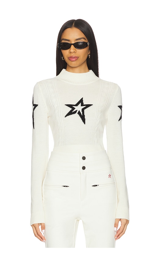 Perfect Moment Cable Under Layer Sweater Snow White In Animal Print