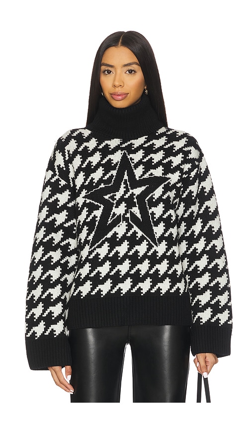 Perfect Moment Oversized Houndstooth Merino Wool Turtleneck Sweater In Multi