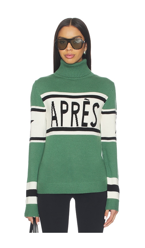 Perfect Moment Schild Intarsia Merino Wool Turtleneck Sweater In Green