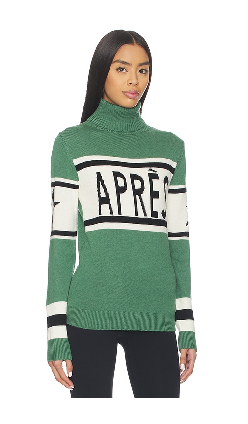 Perfect Moment Schild Intarsia Merino Wool Turtleneck Sweater In Green