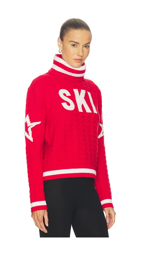 Perfect Moment Glacier Merino Wool Turtleneck Sweater In Red