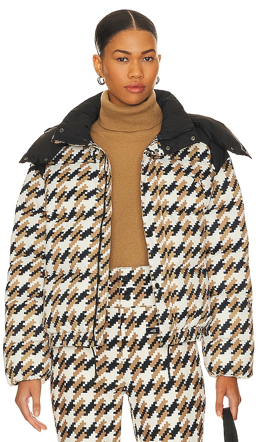 Shop Perfect Moment Moment Puffer Ii In Iconic Camel  Black  & White Houndstooth
