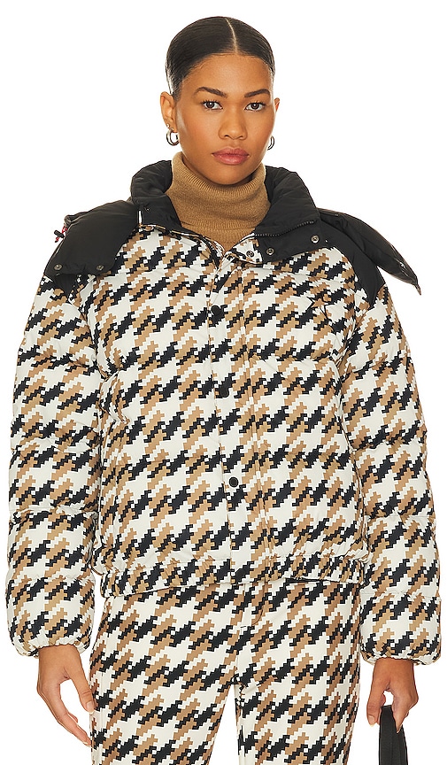 Shop Perfect Moment Moment Puffer Ii In Iconic Camel  Black  & White Houndstooth