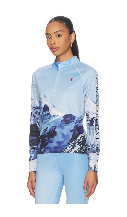 Perfect Moment Quarter Zip Base Layer Top In Ski Lift Blue