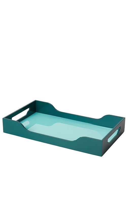 Printworks Medium Swell Lacquered Tray In Turquoise & Green