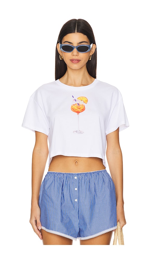 Shop Polychrome Goods Aperol Spritz Watercolor Crop Top In 화이트