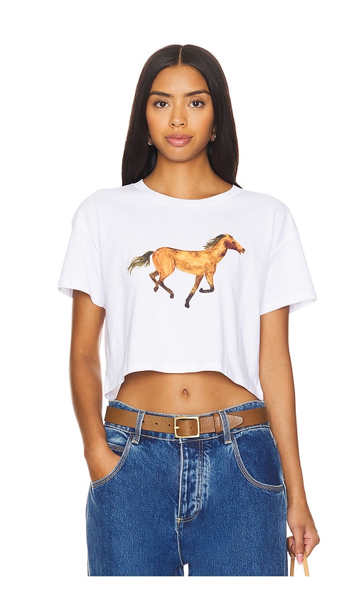 Shop Polychrome Goods Horse Crop Top In 白色