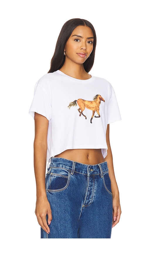 Shop Polychrome Goods Horse Crop Top In 白色