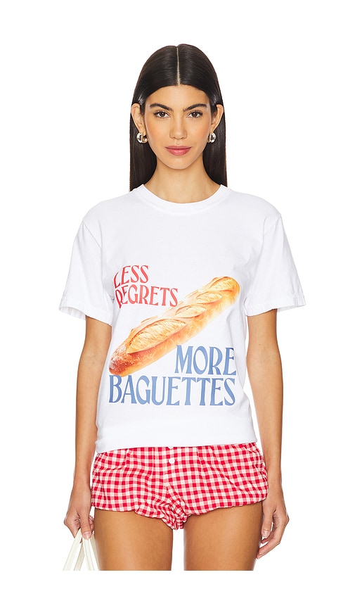 Shop Polychrome Goods Less Regrets More Baguettes T Shirt In White