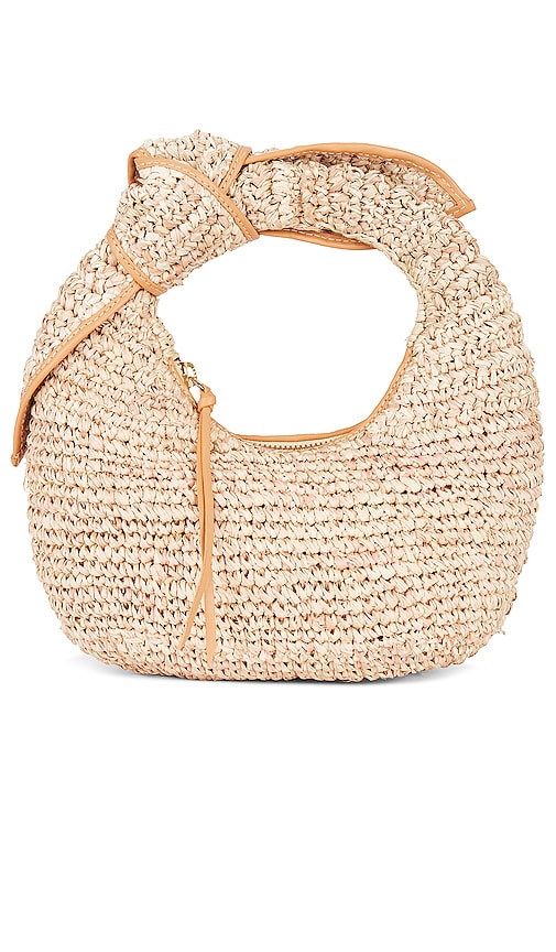 Poolside Josie Raffia Knot Bag In Mixed Natural