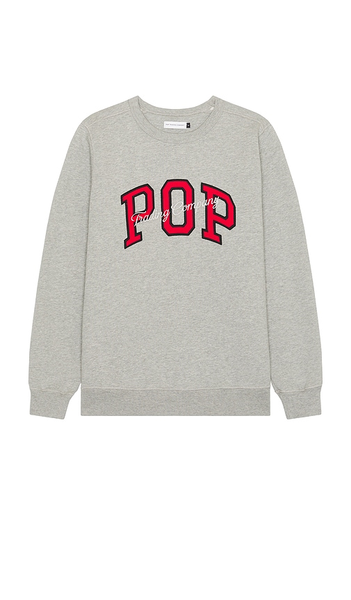 Shop Pop Trading Company Arch Crewneck Sweatshirt In Grey