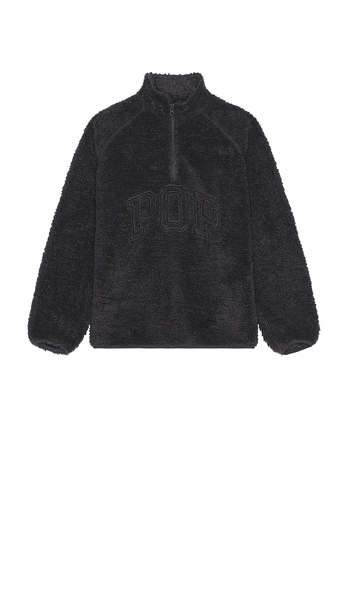 Pop Trading Company Arch Half Zip Fleece Sweater In Charcoal