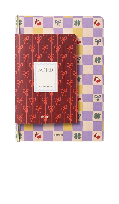 Papier Checkerboard & Bows Softcover Notebook Set Of 2