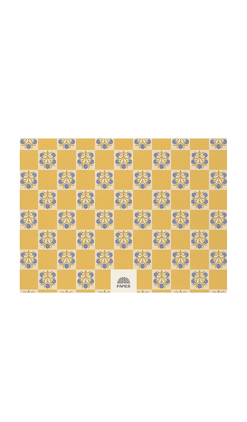  Papier Agenda De Bureau Hebdomadaire Non Daté à Motif Floral Et Damier Floral Checkerboard Undated Weekly Desk Planner En Mustard. 