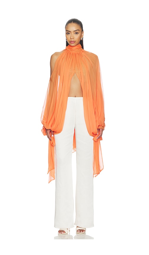 Tie-neck Cropped Cocoon Blouse
