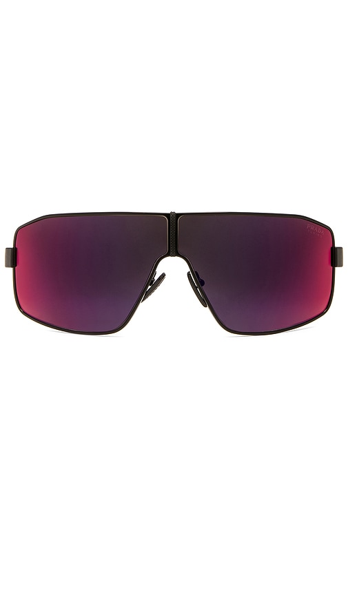 Prada Shield Frame Sunglasses In Black  Red  & Orange
