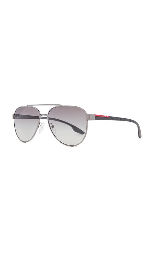 Shop Prada Linea Rossa Aviator Sunglasses In 枪合金