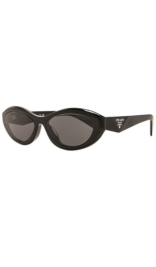 Shop Prada Oval Sunglasses In Black