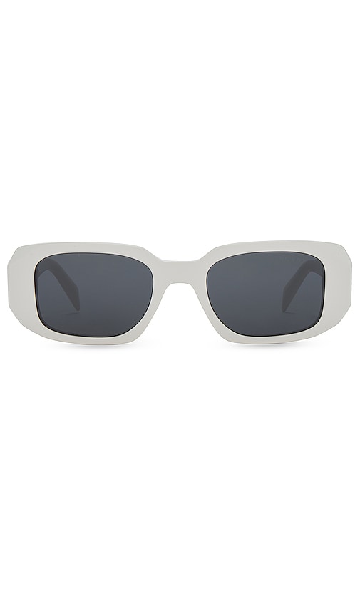 <DEPRECATED> Prada Scultoreo Narrow Sunglasses in White & Dark Grey
