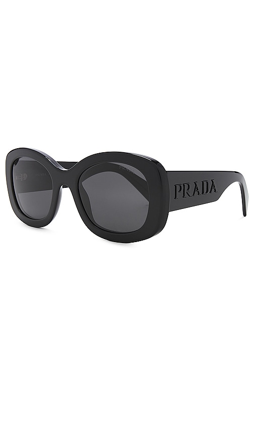 Shop Prada Round Sunglasses In 黑色