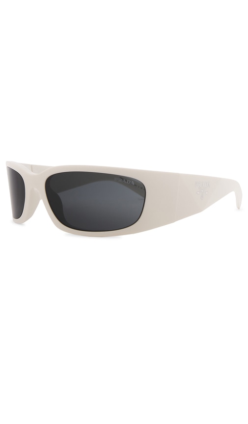 Shop Prada Wrap Sunglasses In 白色