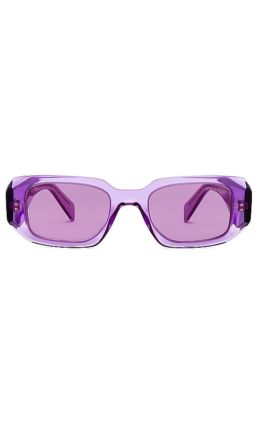 Shop Prada Rectangle Sunglasses In Lavender