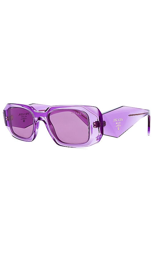 Shop Prada Rectangle Sunglasses In Lavender