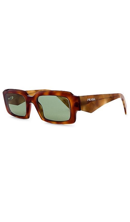 Shop Prada Rectangle Sunglasses In Brown