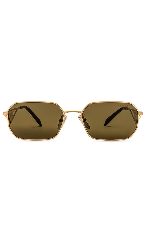 Prada Rectangular Sunglasses In Satin Gold