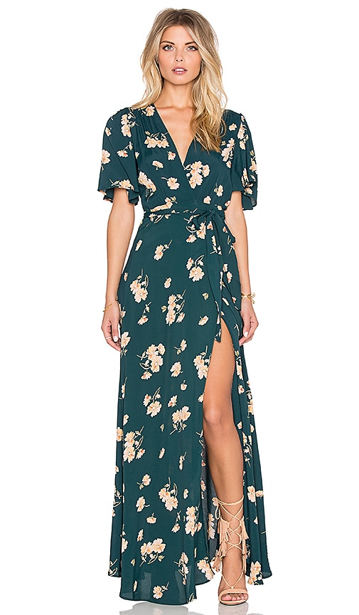 Privacy Please Plaza Floral Wrap cheapest Maxi Dress In Sequoia Medium