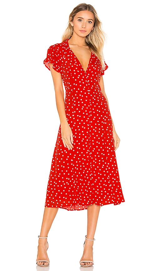 red spotty midi dress