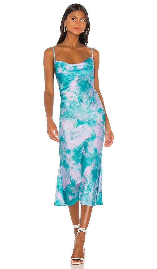 pink slip midi dress Pink Rush Watercolor Slip Midi Dress MEDIUM