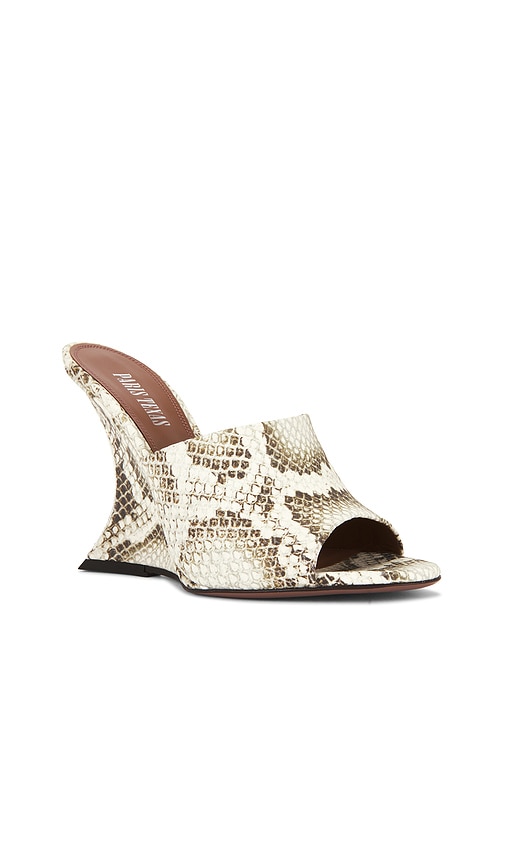 Paris Texas Python Print Wedge Heel Open Toe Mules In Multi