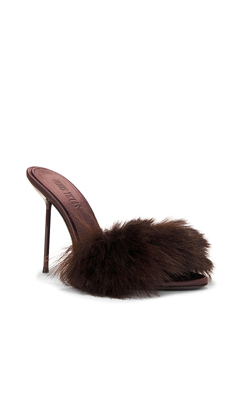 Shop Paris Texas Furry Lidia Mule In Brown