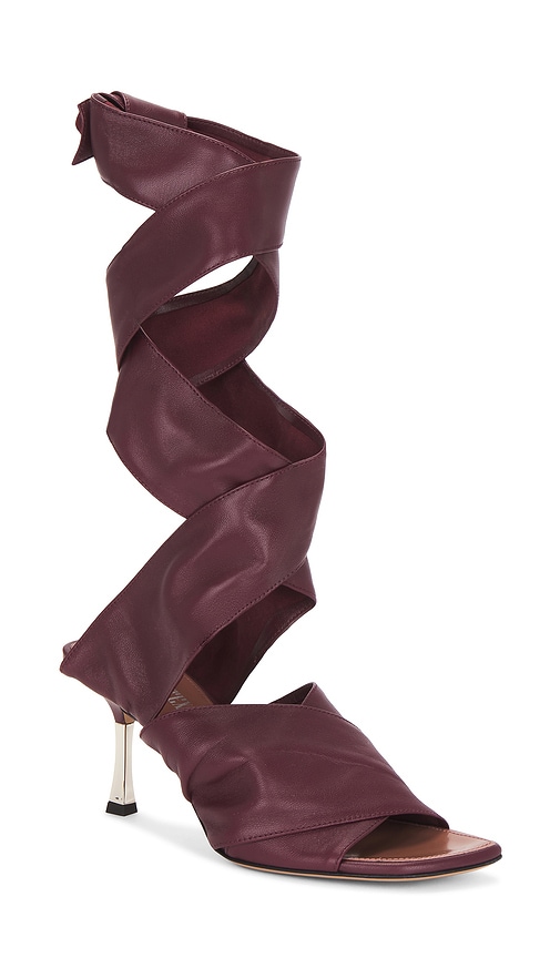 Paris Texas Wrap-around Sandals In Rouge Noir Leather In Burgundy