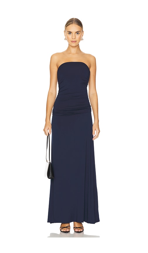 Shop Posse Sasha Strapless Dress In Navy