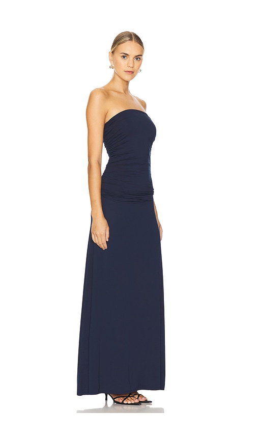 Shop Posse Sasha Strapless Dress In Navy