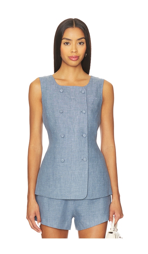 Posse Linen Thea Waistcoat In Blue