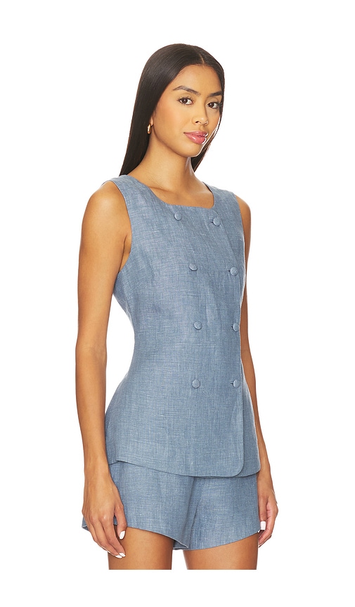 Posse Linen Thea Waistcoat In Blue