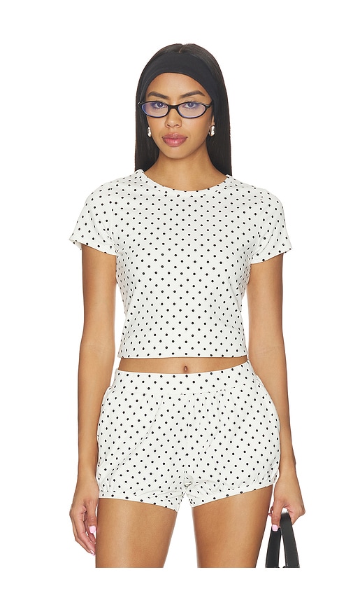 Posse Tommy Tee In Ivory Black Polka Dot