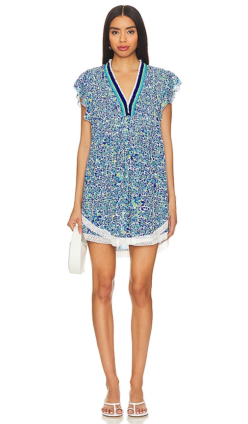 Girls Noemi Mini Dress Blue Tiare - Poupette St Barth