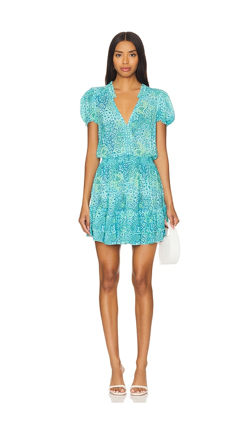 Shop Poupette St Barth Bibi Mini Dress In Aqua Sea Waer